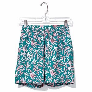 Crewcuts Boys Swim Trunks 10 Green Coral Board Shorts Pockets Drawstring